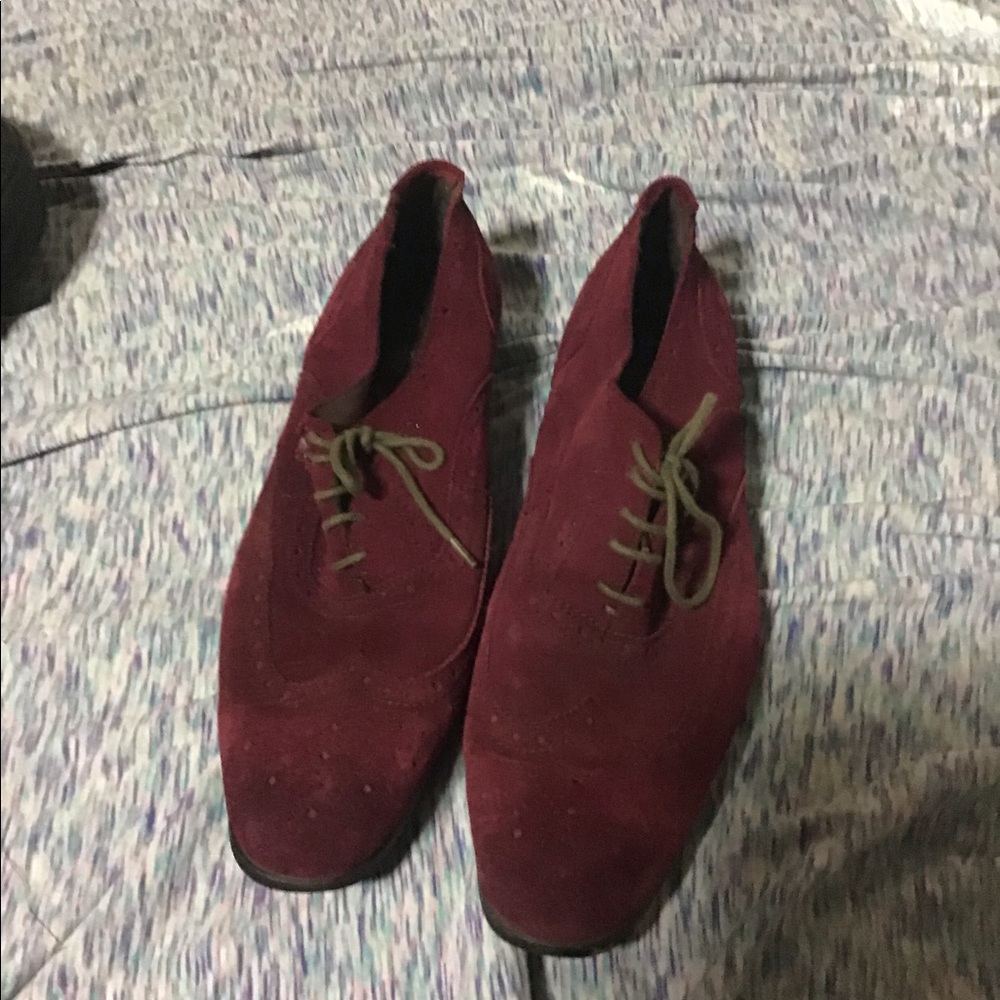 Vintage Suede Burgundy Lace Up Shoes